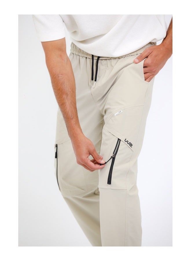 WHITE RABBIT Slip On Plain Beige Practical Joggers  - Image 4
