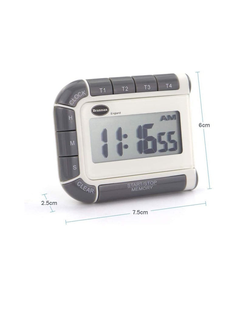 Brannan Brannan Four Way Countdown Timer & Clock - 24 Hour Count Down & Count Up Kitchen Timer - Large Easy To Read Display  - Image 3