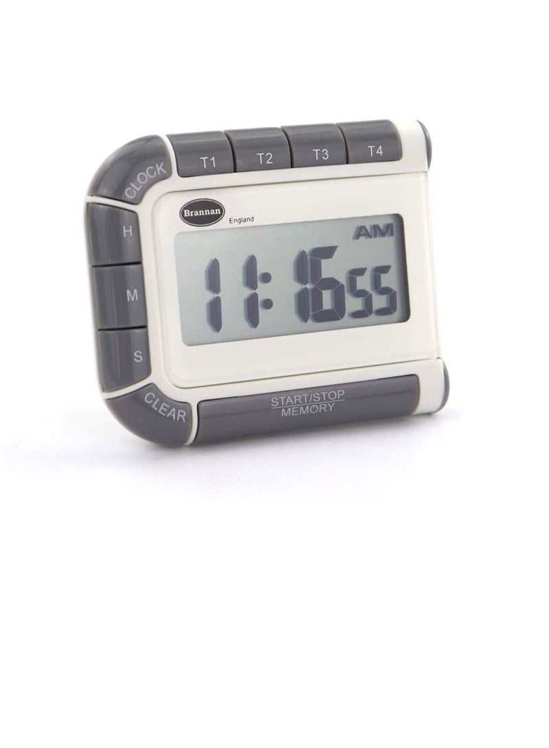 Brannan Brannan Four Way Countdown Timer & Clock - 24 Hour Count Down & Count Up Kitchen Timer - Large Easy To Read Display  - Image 1