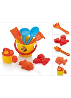 Storio Storio Beach Sand Toys Castle Play Set with Fish, Crab Moulds for Kids & Toddlers, Useful for Gardening & Outdoor Tool Kit (JCB Construction Theme), Multicolor  - Image 2