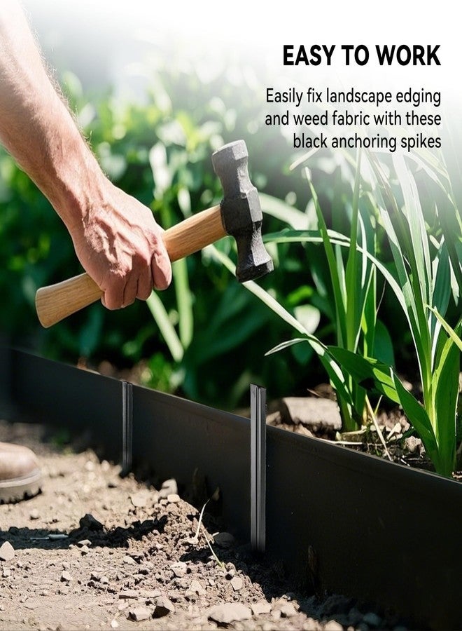 Worth Landscape Edging Stakes, 26Pcs 8Inch Corrugated Metal Garden Stakes Steel Bender Board Anchoring Spikes, Black - Image 3