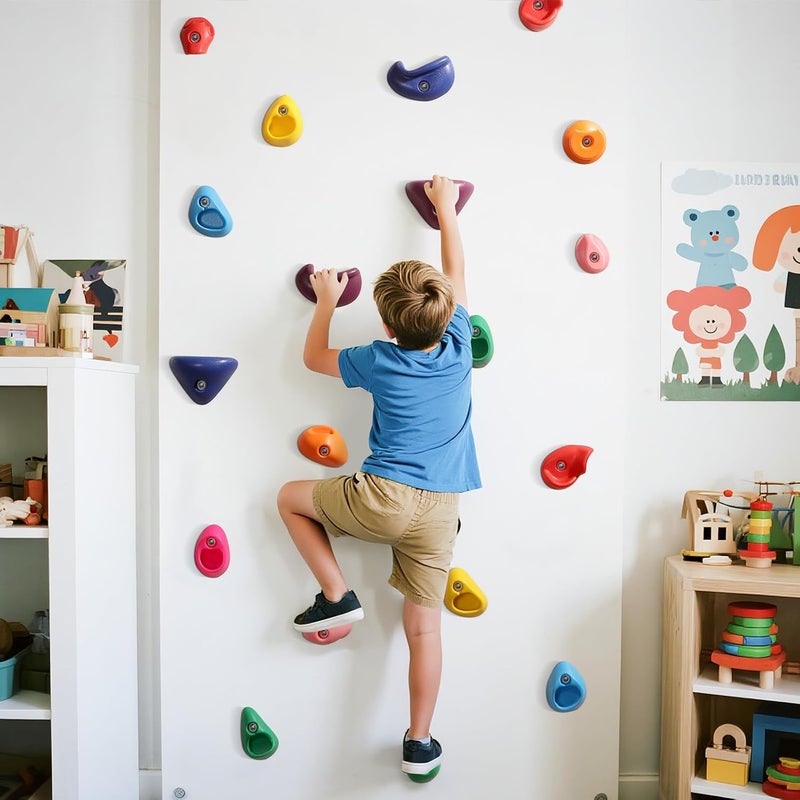 TOPNEW 32 Rock Climbing Holds Multi Size for Kids, Adult Rock Wall Holds Climbing Rock Wall Grips for Indoor and Outdoor Playground Play Set - Includes 2 Inch Mounting Hardware - Image 5