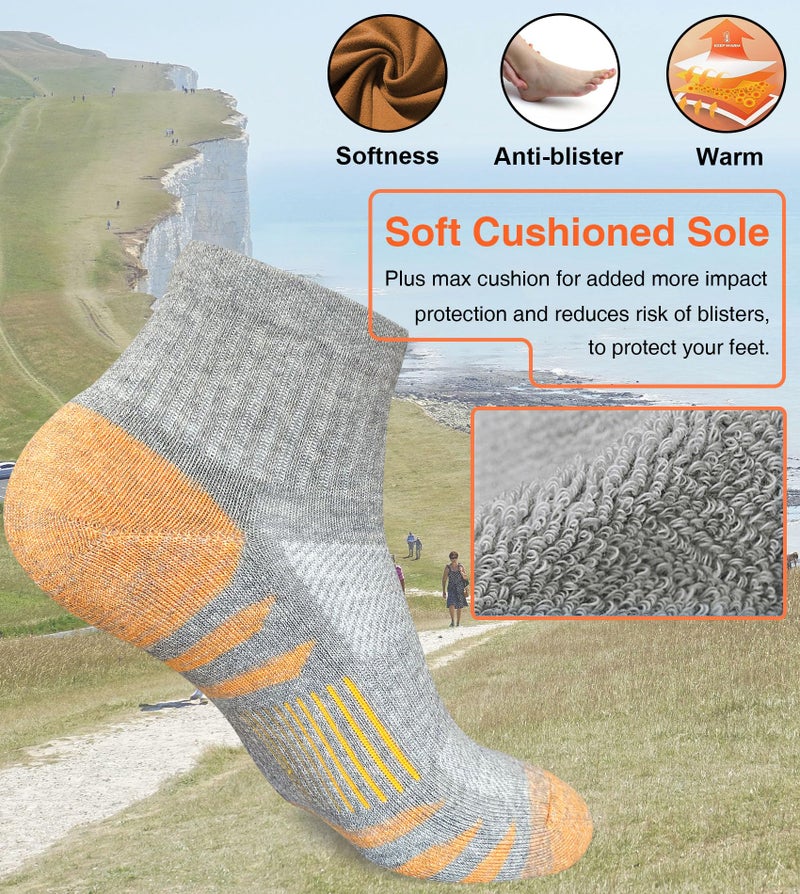 Heyoboy Womens Ankle Anti-blister Thick Cushioned Cotton Wicking Hiking Athletic Running Socks 5 Pairs - Image 3