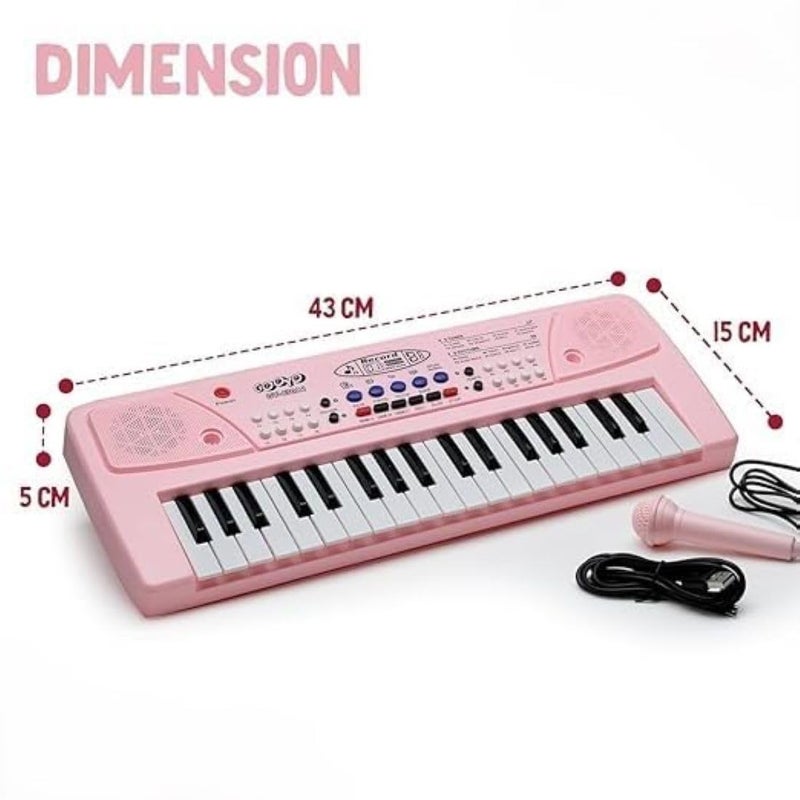 Braintastic بيانو أطفال مع ميكروفون، 37 مفتاح، 8 إيقاعات، 8 نغمات مع 6 ديمو مدمجة وميزة تسجيل الأغاني للأولاد والبنات (وردي) - Image 2