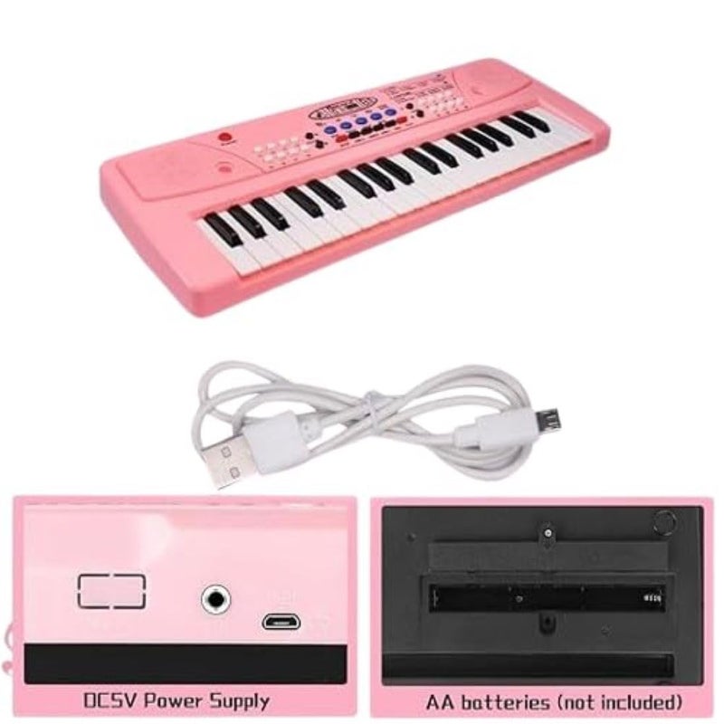 Braintastic بيانو أطفال مع ميكروفون، 37 مفتاح، 8 إيقاعات، 8 نغمات مع 6 ديمو مدمجة وميزة تسجيل الأغاني للأولاد والبنات (وردي) - Image 3