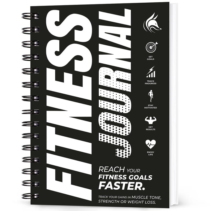 Clever Fox Fitness Journal Workout Log Book - Daily Fitness Planner Workout Journal for Women and Men. Spiral-Bound, Laminated Cover, Thick Pages, A5 (Black & White) - Image 1