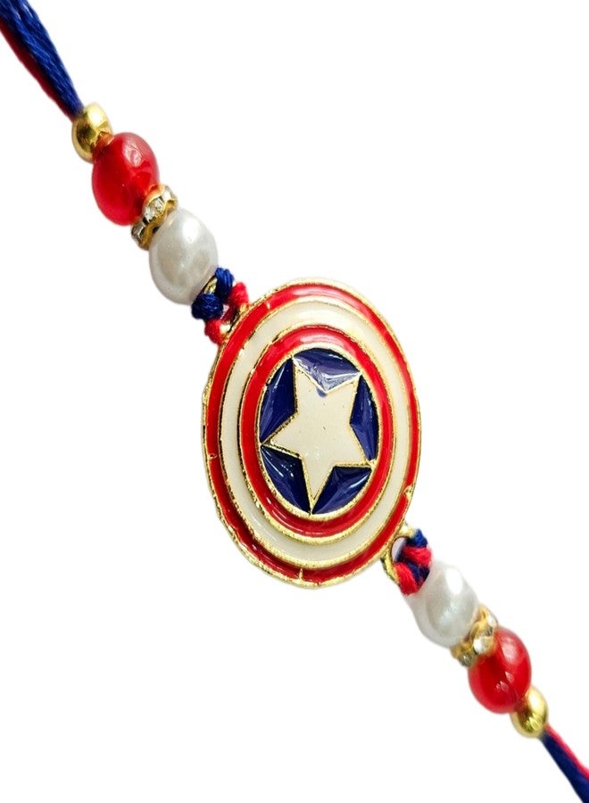 eweft® Rakhi For Kids Brother Bro Captain America Fancy Trendy Combo Cartoon For Raksha Bandhan (Pack of 1Pcs) - Image 2