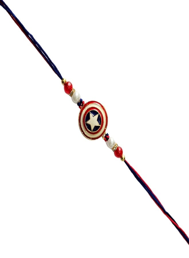eweft® Rakhi For Kids Brother Bro Captain America Fancy Trendy Combo Cartoon For Raksha Bandhan (Pack of 1Pcs) - Image 1