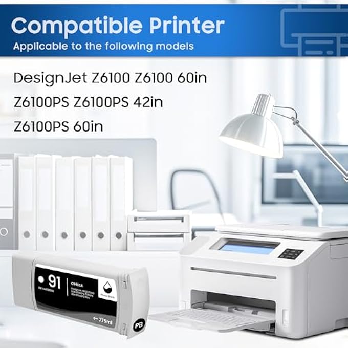 91 C9465A INK CARTRIDGE 1-PACK 91 C9465A PHOTO BLACK INK REPLACEMENT FOR HP 91 INK FOR DESIGNJET Z6100 Z6100 60IN Z6100PS Z6100PS 42IN Z6100PS 60IN PRINTER - Image 2