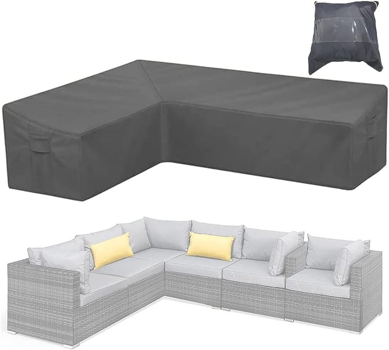 Skyour Patio Furniture Sectional Couch Sofa Cover Skyour Gray Weatherproof Heavy Duty 420D Oxford Outdoor L Shaped Sectional Garden Rattan Corner Sofa Furniture Protector Covers (Right Side Long: 78x105in) - Image 1