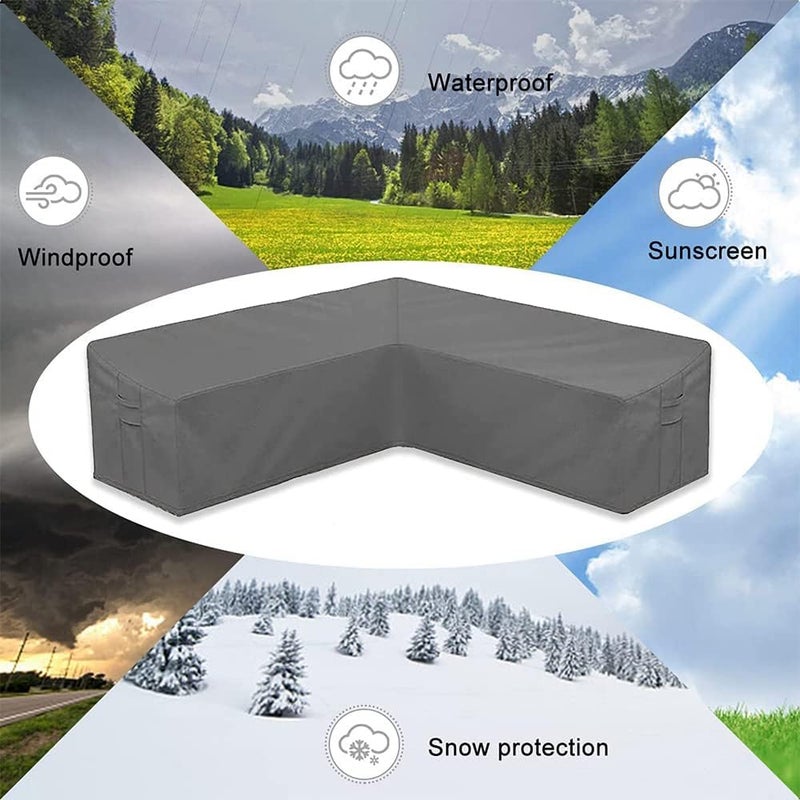 Skyour Patio Furniture Sectional Couch Sofa Cover Skyour Gray Weatherproof Heavy Duty 420D Oxford Outdoor L Shaped Sectional Garden Rattan Corner Sofa Furniture Protector Covers (Right Side Long: 78x105in) - Image 5