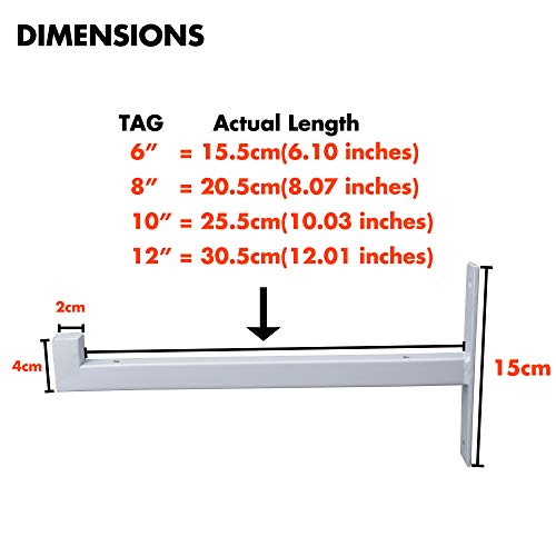 OVOV 2 Pcs Metal Shelf Brackets Heavy Duty Industrial Wall Mounted Floating Shelf Brackets (White) 12" - Image 3