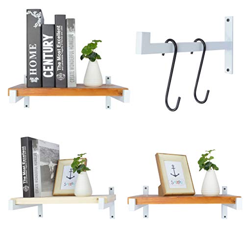 OVOV 2 Pcs Metal Shelf Brackets Heavy Duty Industrial Wall Mounted Floating Shelf Brackets (White) 12" - Image 2