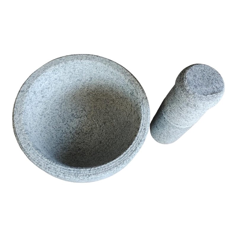 EZAHK EZAHK Stone Unpolished Mortar and Pestle SetSpices Okhli Masher Khalbatta Stone Home Decor Musal Well Design for Kitchen Home Herbs 8 inch  - Image 4