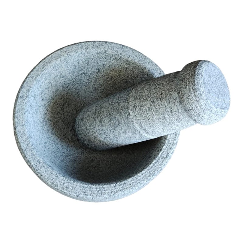 EZAHK EZAHK Stone Unpolished Mortar and Pestle SetSpices Okhli Masher Khalbatta Stone Home Decor Musal Well Design for Kitchen Home Herbs 8 inch  - Image 5