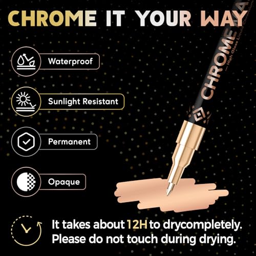 Pagather 3Pcs Chrome Paint Markers, Permanent Mirror Liquid Chrome Pens for Plastic, Metal, Model, Jewelry, Wheel Painting, Touch Up & Repair Kit, DIY Art Projects - Image 3
