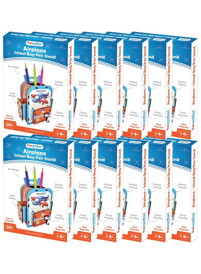 فنفينشين مجموعة من 12 قطعة من حامل أقلام على شكل طائرة DIY، نموذج أحجية ثلاثي الأبعاد، منظم مكتب، مجموعة هدايا عيد ميلاد للأطفال من سن 4 سنوات فما فوق، فنون وحرف يدوية - Image 1