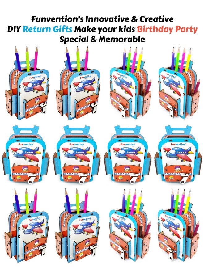 فنفينشين مجموعة من 12 قطعة من حامل أقلام على شكل طائرة DIY، نموذج أحجية ثلاثي الأبعاد، منظم مكتب، مجموعة هدايا عيد ميلاد للأطفال من سن 4 سنوات فما فوق، فنون وحرف يدوية - Image 2