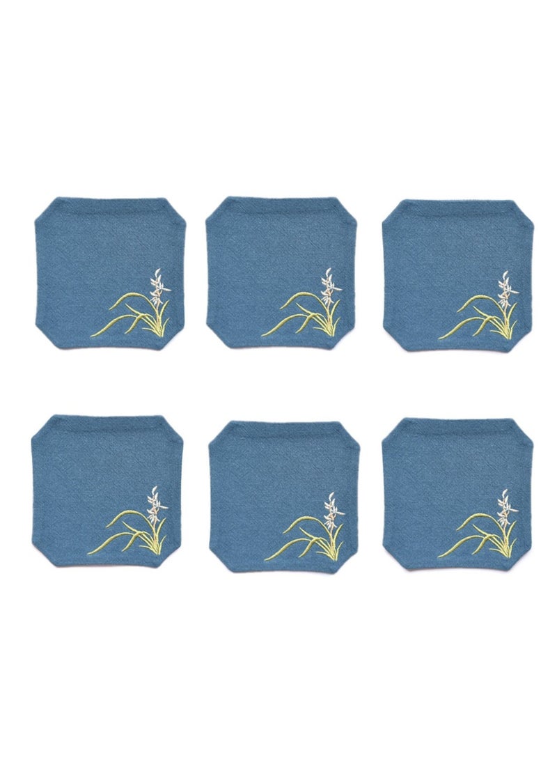 Y&D Chinese Style Cotton Linen Retro Water Absorbing Double Layer Thickened Cup Holder Fabric Embroidered Tea Cup Pad Fabric Art Cup Pad  - Image 1