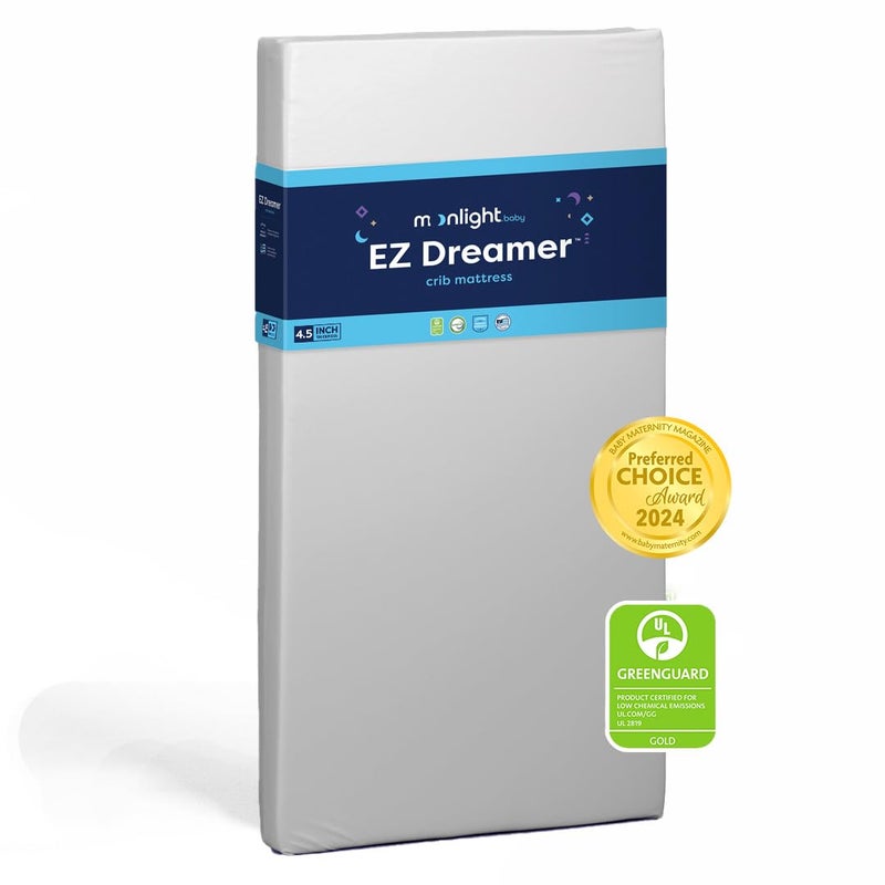 Moonlight Slumber EZ Dreamer Crib Mattress DualSided 2Stage Baby and Toddler Mattress with Firm EZ Rise Foam Layer and Waterproof Cover 52x 275x 45