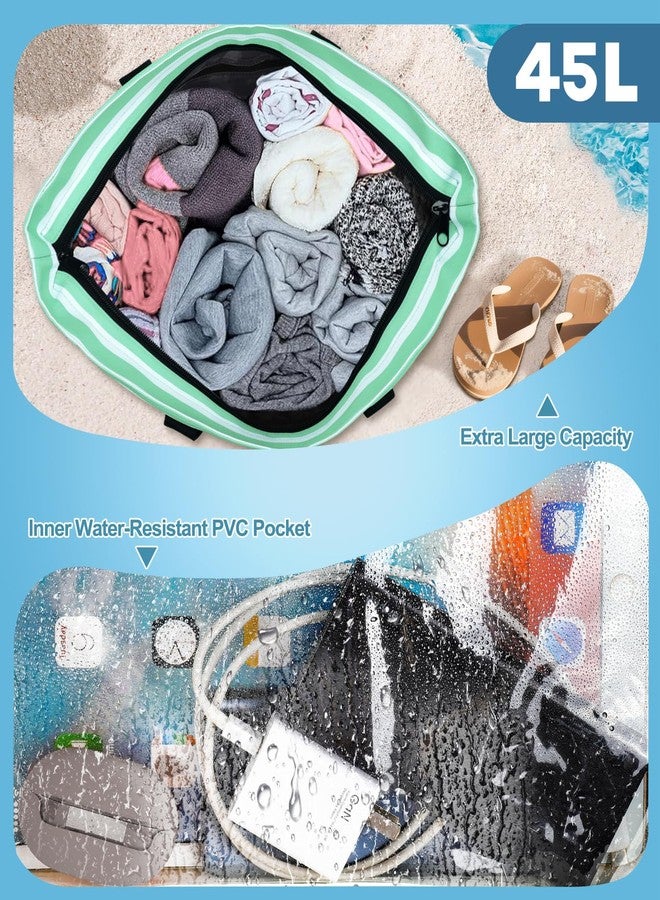 ISEYOU XXL Family Beach Bag, Large Beach Bag with Zip, Waterproof, Sandproof, Handbag, Shoulder Bag, Women's 45L, Foldable Ultralight Swimming Bag for Holiday, Travel, Gym, Picnic - Image 5