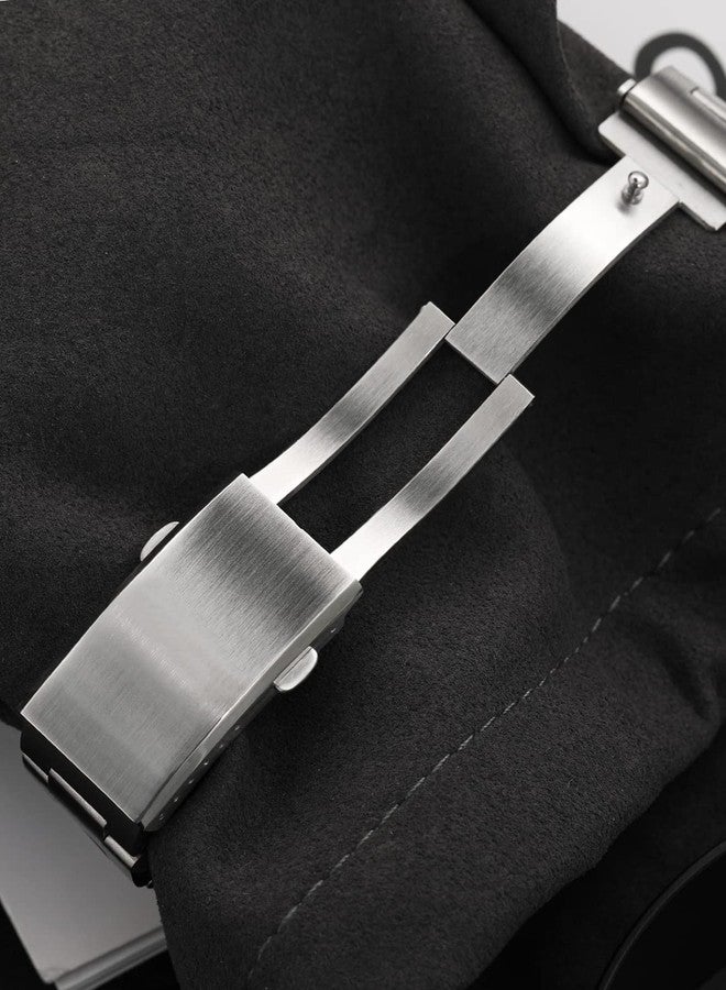 watchdives Watch Buckle 18mm Stainless Steel Watchband Clasp Silver Fold Safety Milled Clasp Replacement - Image 3