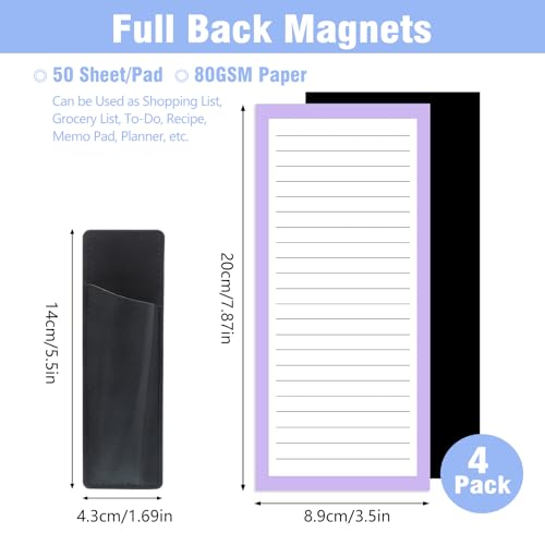 Thboxes 4 Pack Magnetic Note Pad for Fridge with Pen Holder, Totally 200 Sheets Magnetic To Do List, Grocery List, Shopping List, Memo Pads for Refrigerator（Light Color） - Image 2