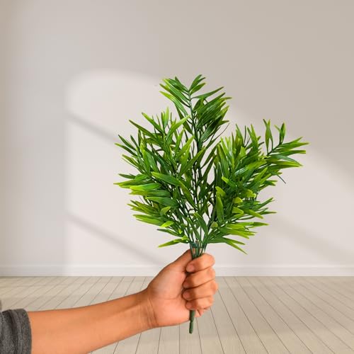 fancymart Plastic Artificial Plant Mini Bamboo Leaves Without Pot 30 Cm, Pack of 2, Green - Image 5