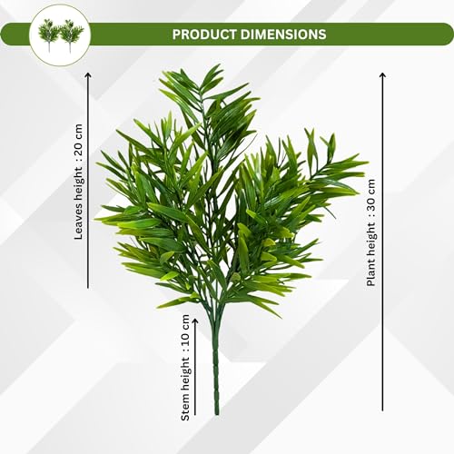 fancymart Plastic Artificial Plant Mini Bamboo Leaves Without Pot 30 Cm, Pack of 2, Green - Image 3