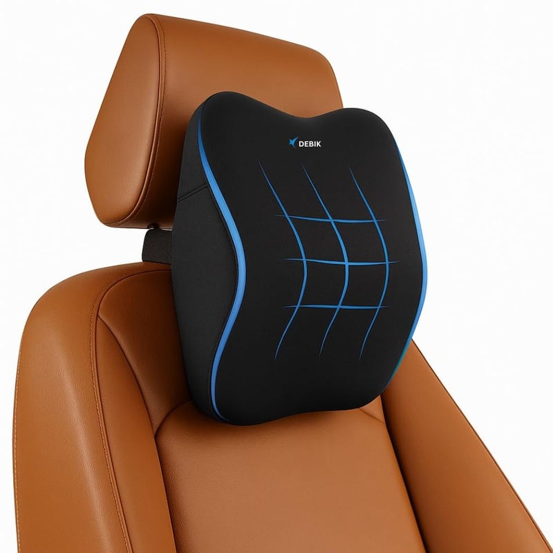 DEBIK Car Neck Pillow, Softness Car Headrest Pillow for Driving with Adjustable Strap, 100% Memory Foam and Breathable Removable Cover, Comfortable Ergonomic Design (Black) (Travel Pillow) - Image 2