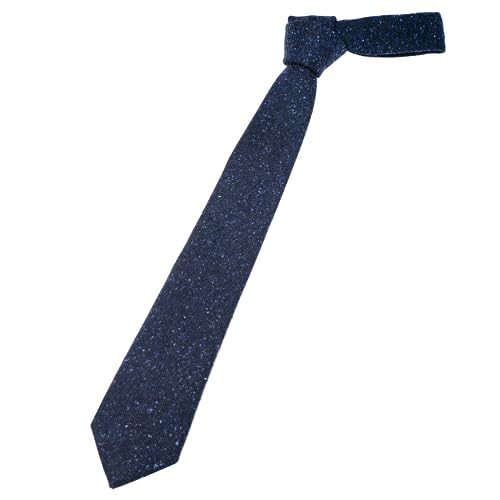 JEMYGINS 2.4" Cotton Necktie Mens Navy Blue Cashmere Wool Skinny Tie (28) - Image 2