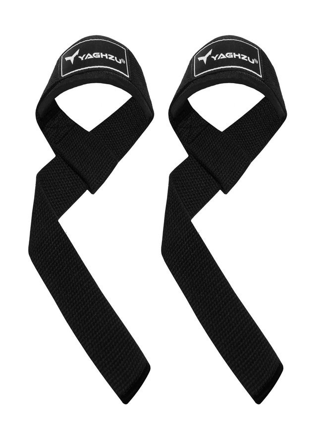 YAGHZU Lifting Straps for Weightlifting, Bodybuilding, Powerlifting, Strength Training, & Deadlifts - Padded Neoprene 21 inch Cotton Lifting Wrist Straps, Gym Wrist Straps for Weight Lifting (Black) - Image 1