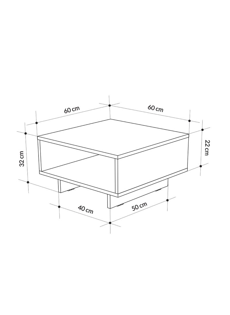 Mourah Home - Hola Modern Square Coffee Table Centre Table for Living Room Office Industrial Sofa Table| for Small Spaces Living Room Bedroom|32x60x60CM | White/Dark Grey - Image 1