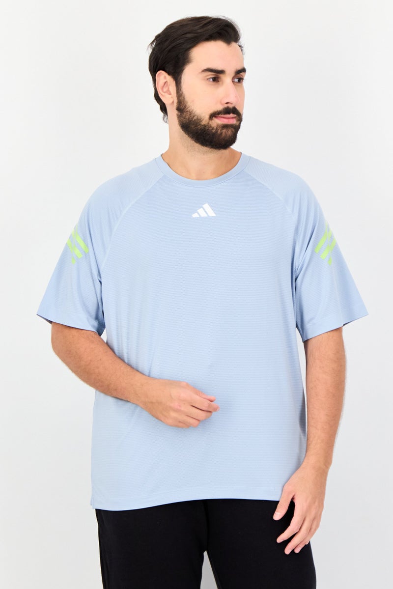 Adidas Men Sportswear Fit Short Sleeve Training T-Shirts, Light Blue - Image 1