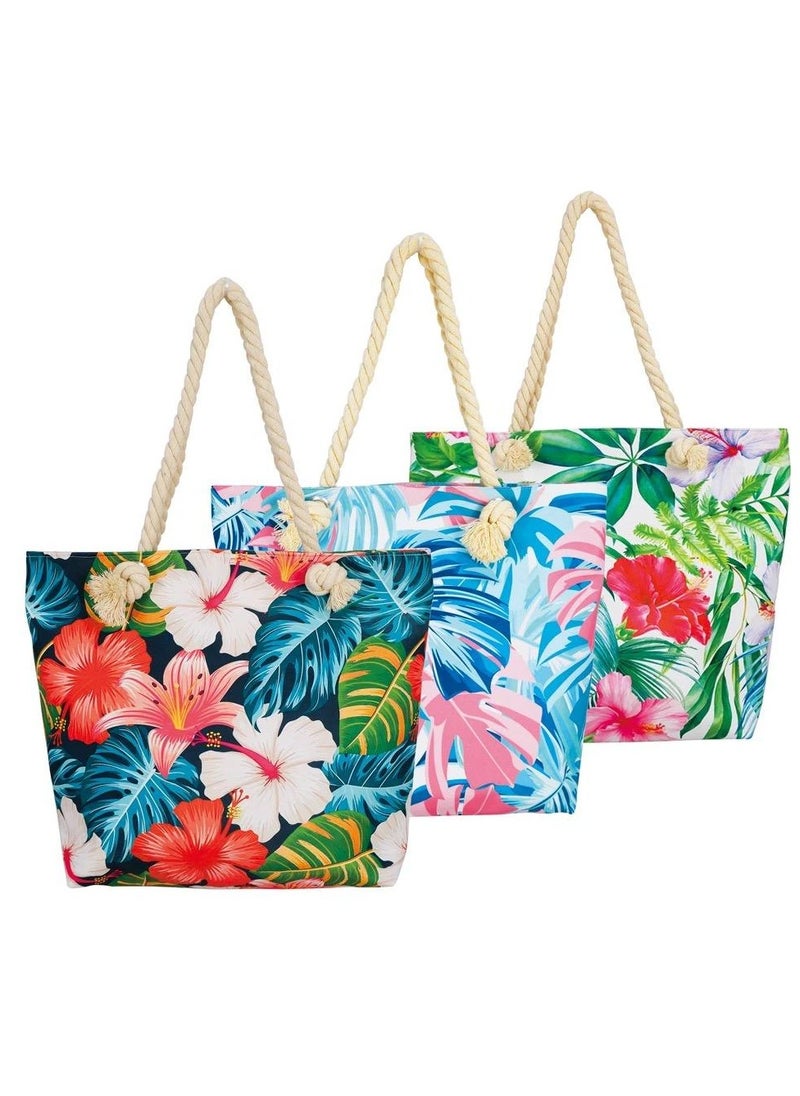 VIO Floral Design Assorted Color Womens Printed Beach Bag Large Tote Bag Waterproof Travel Pool Cloth Reusable Grocery Shopping Shoulder Bag Gym Bag Perfect for Beach Shopping Daily Use  - Image 2