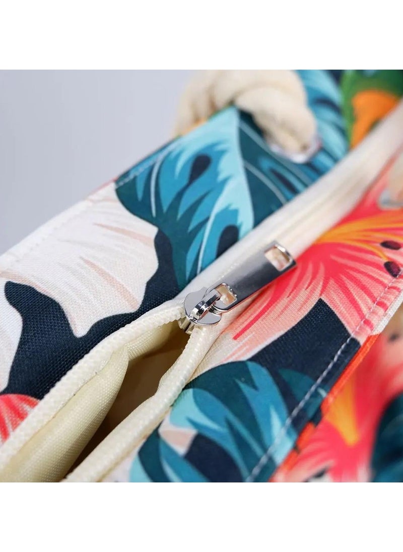 VIO Floral Design Assorted Color Womens Printed Beach Bag Large Tote Bag Waterproof Travel Pool Cloth Reusable Grocery Shopping Shoulder Bag Gym Bag Perfect for Beach Shopping Daily Use  - Image 5