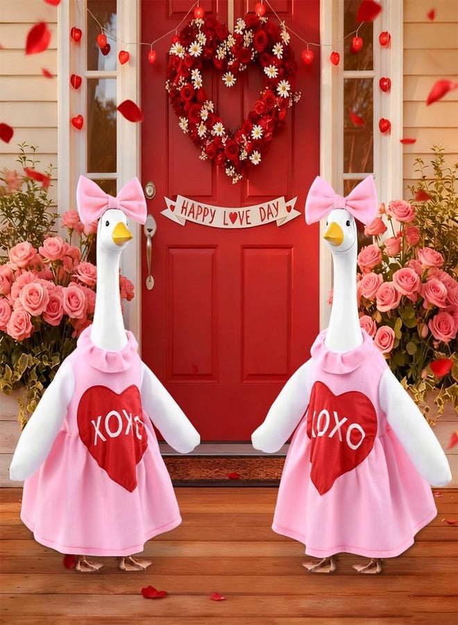 Teeanzo Valentine's Day Goose Outfit for 23" Porch Goose Holiday Pink Red Heart Cloths Costume Valentines Party Outdoor Garden Patio Yard Lawn Art Decoration - Image 4