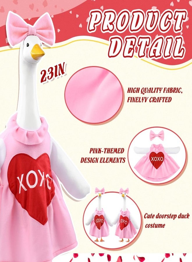 Teeanzo Valentine's Day Goose Outfit for 23" Porch Goose Holiday Pink Red Heart Cloths Costume Valentines Party Outdoor Garden Patio Yard Lawn Art Decoration - Image 3