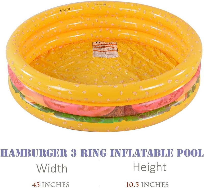 XFlated Hamburger 3 Ring Inflatable Kiddie Pool for Kids, 45 Inches, Ideal Water Pool in Summer, 1-3 Occupancy, Ages 3+ - Image 4
