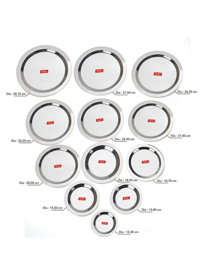 Sumeet Stainless Steel Heavy Gauge Ciba/Lids/Tope/Cheeba Cover Set Of 12 Pcs (12.3Cm, 13.8Cm, 15.5Cm, 16.7Cm, 18.5Cm, 20Cm, 21Cm, 22.5Cm, 24.2Cm, 26.2Cm, 27.5Cm, 28.7Cm, Silver) - Image 4
