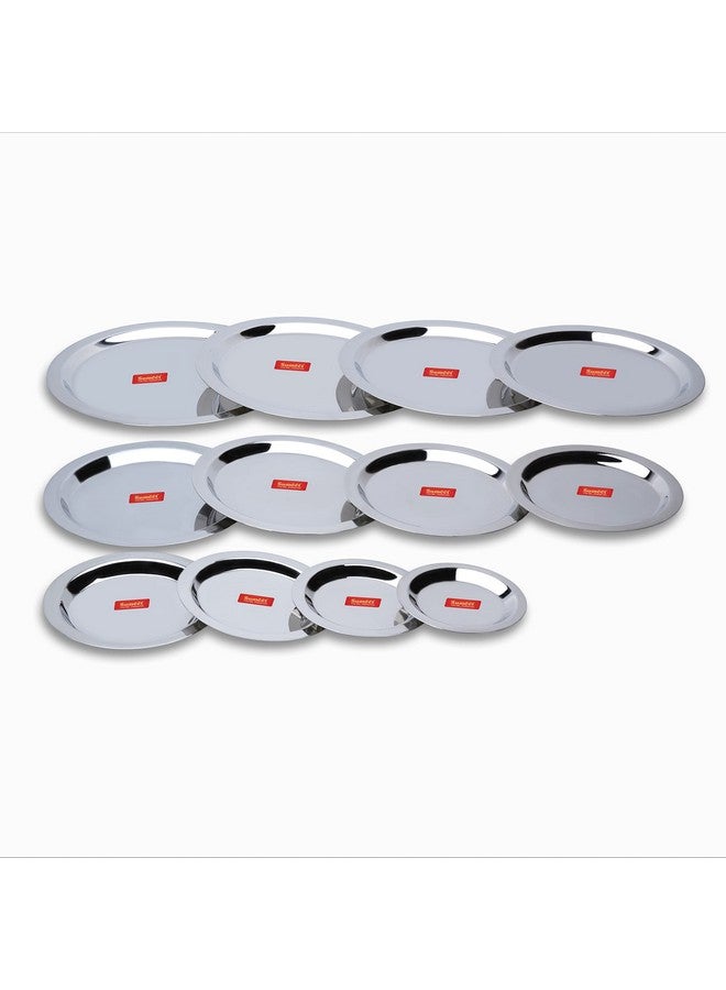 Sumeet Stainless Steel Heavy Gauge Ciba/Lids/Tope/Cheeba Cover Set Of 12 Pcs (12.3Cm, 13.8Cm, 15.5Cm, 16.7Cm, 18.5Cm, 20Cm, 21Cm, 22.5Cm, 24.2Cm, 26.2Cm, 27.5Cm, 28.7Cm, Silver) - Image 1