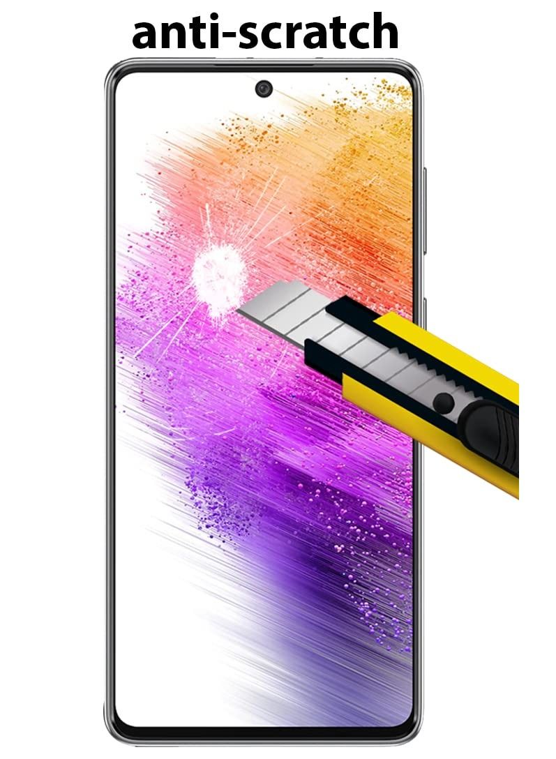 بورتوني واقي شاشة شفاف من الزجاج المقوى لهاتف Samsung Galaxy A73 5G مع قطعتين من الفيلم الممتاز بصلابة 9H ومضاد للخدش - Image 4