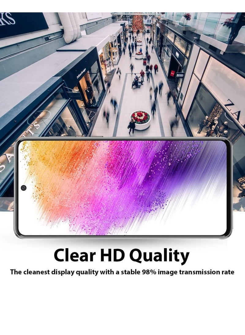 بورتوني واقي شاشة شفاف من الزجاج المقوى لهاتف Samsung Galaxy A73 5G مع قطعتين من الفيلم الممتاز بصلابة 9H ومضاد للخدش - Image 2