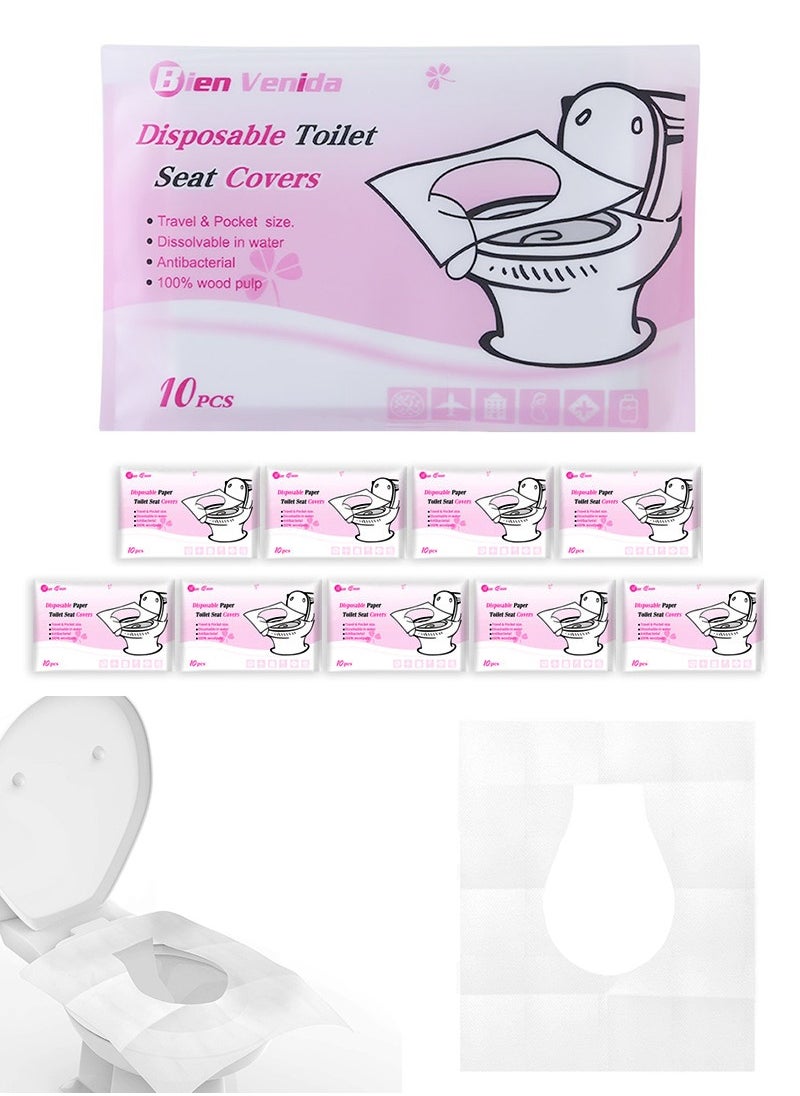 Disposable Toilet Seat Covers Flushable 100 Pcs, Travel Accessories Public Restrooms