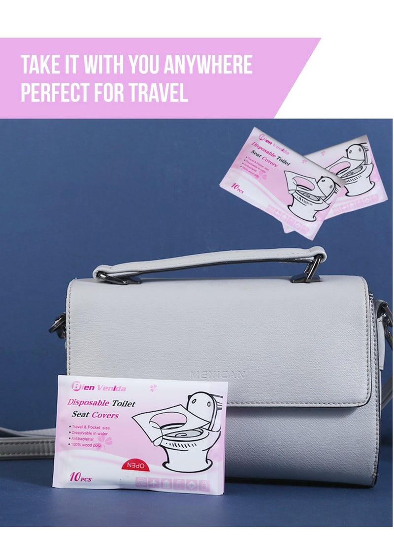 Disposable Toilet Seat Covers Flushable 100 Pcs, Travel Accessories Public Restrooms