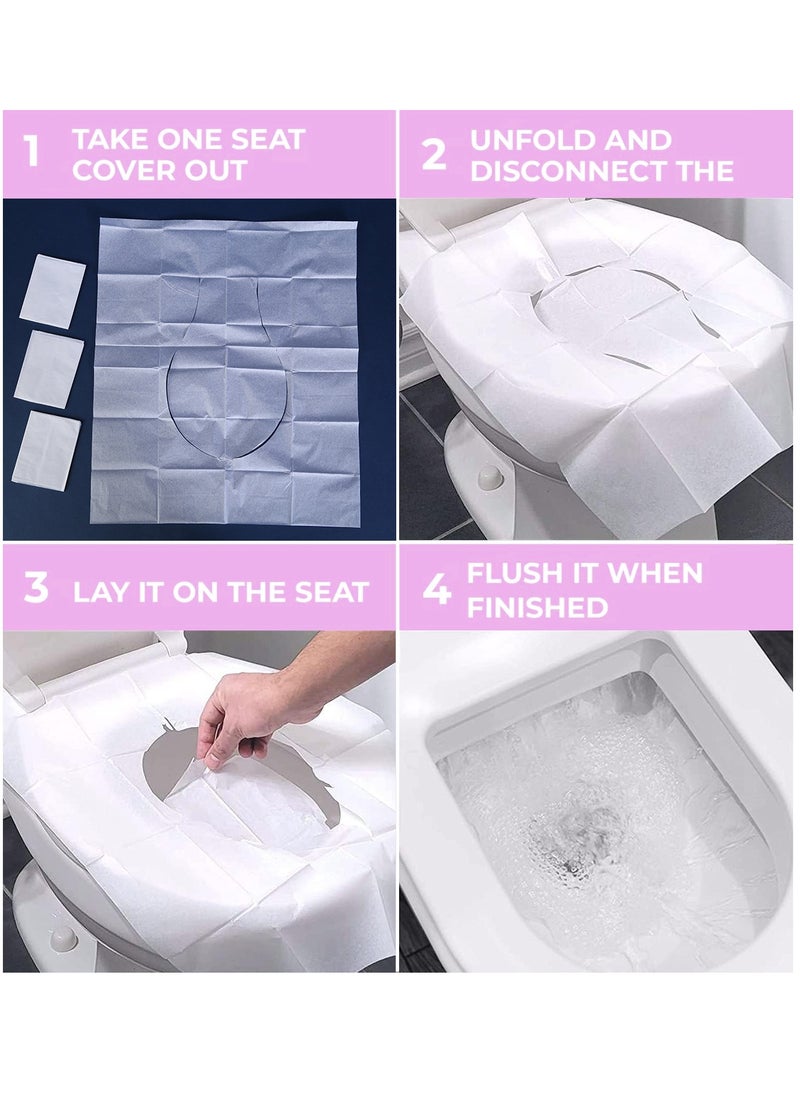Disposable Toilet Seat Covers Flushable 100 Pcs, Travel Accessories Public Restrooms