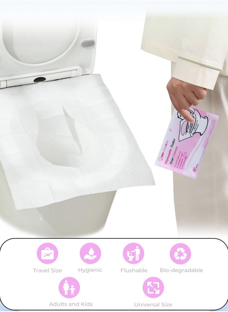 Disposable Toilet Seat Covers Flushable 100 Pcs, Travel Accessories Public Restrooms