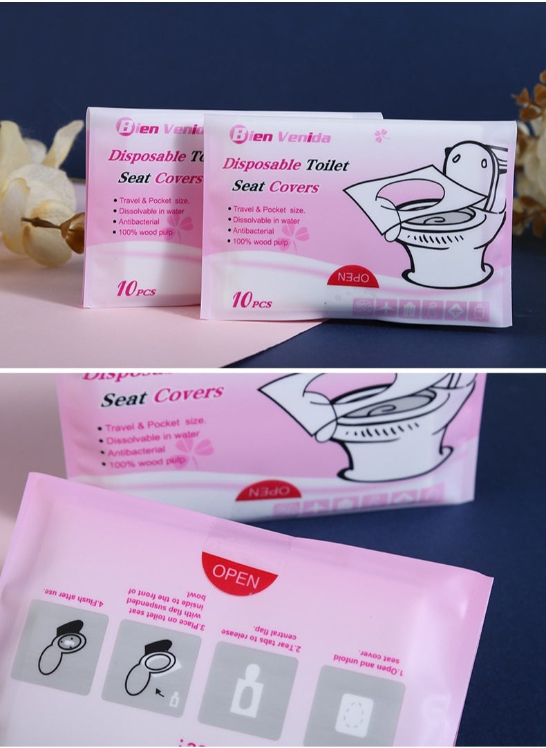 Disposable Toilet Seat Covers Flushable 100 Pcs, Travel Accessories Public Restrooms