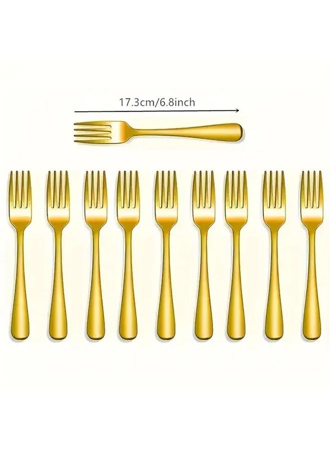 10pcs Golden Stainless Steel Dessert Forks For Restaurants Food Trucks Festive Occasions Dishwasher Safe - Image 3