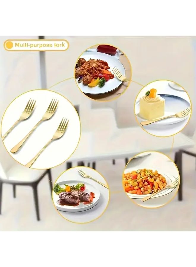 10pcs Golden Stainless Steel Dessert Forks For Restaurants Food Trucks Festive Occasions Dishwasher Safe - Image 5